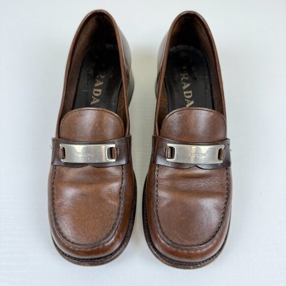 Prada Brown Leather Loafer - Picture 2 of 11